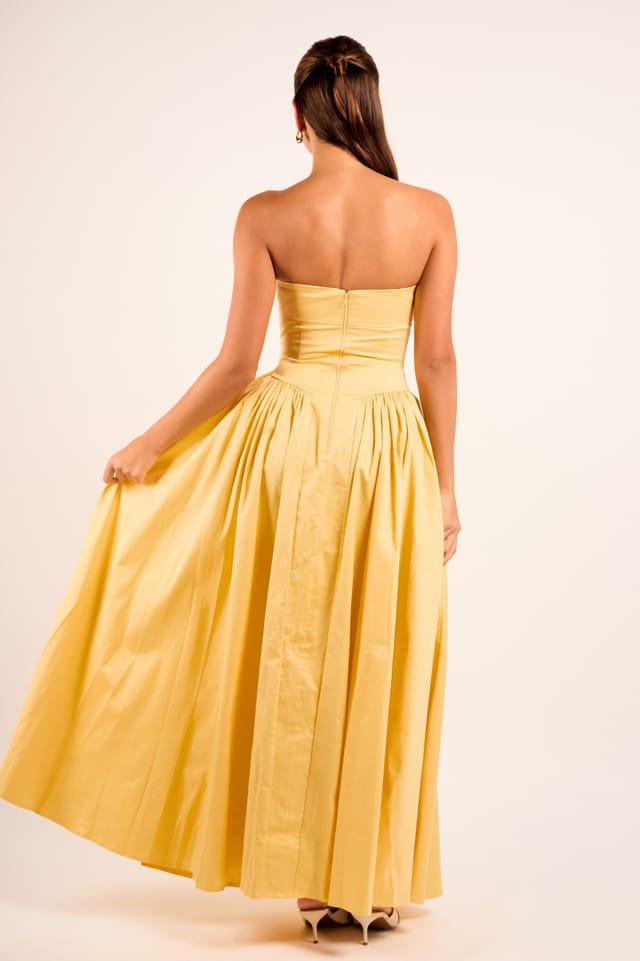 Jaded Rose Jaded Rose Women's Edith Honey Yellow Bandeau Corset Cotton Maxi Dress - 3