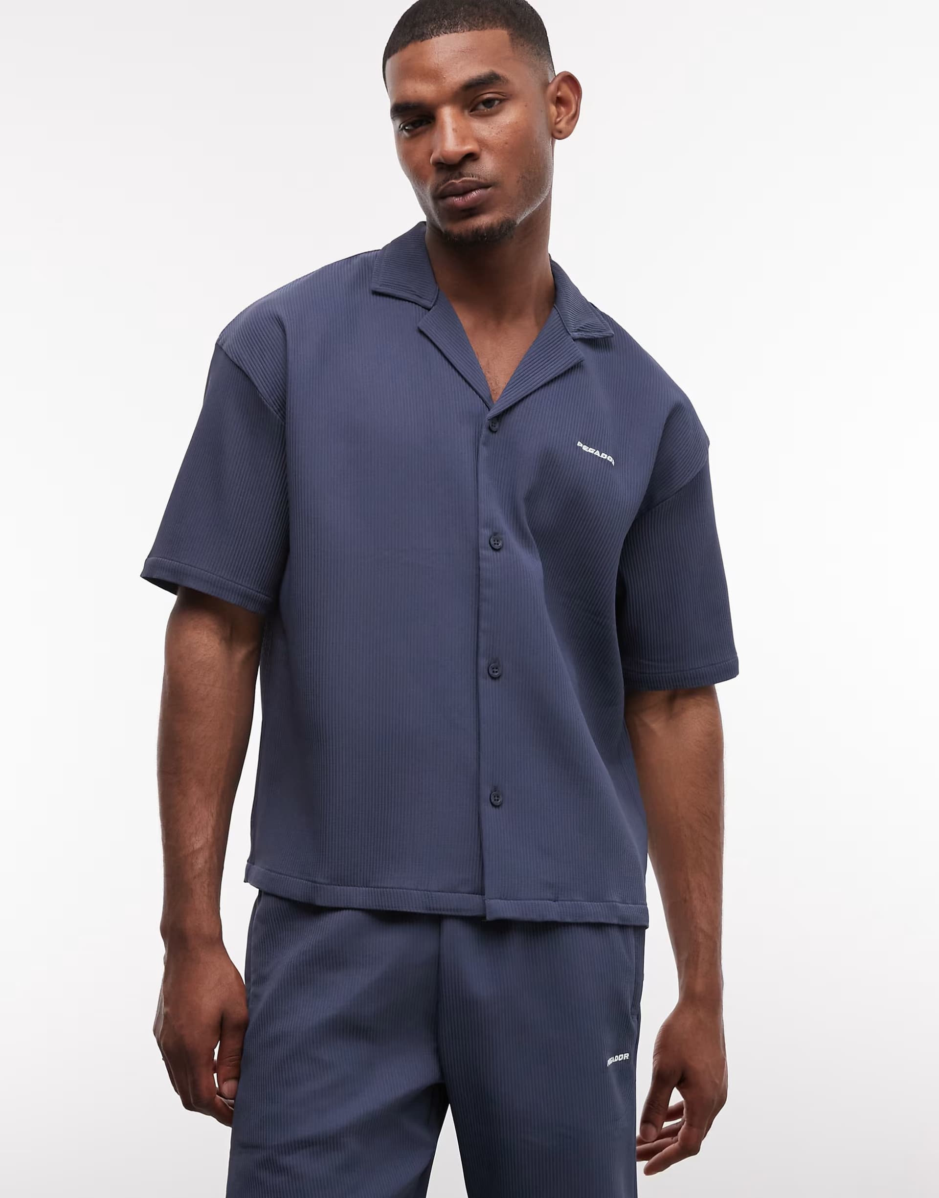 ASOS Pegador troy plissee summer shirt co-ord in twilight blue