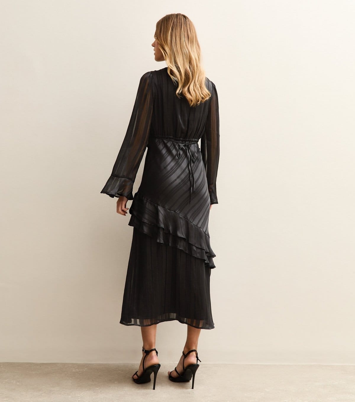 New Look Women's Black Satin Striped Midi Dress New Look - 4