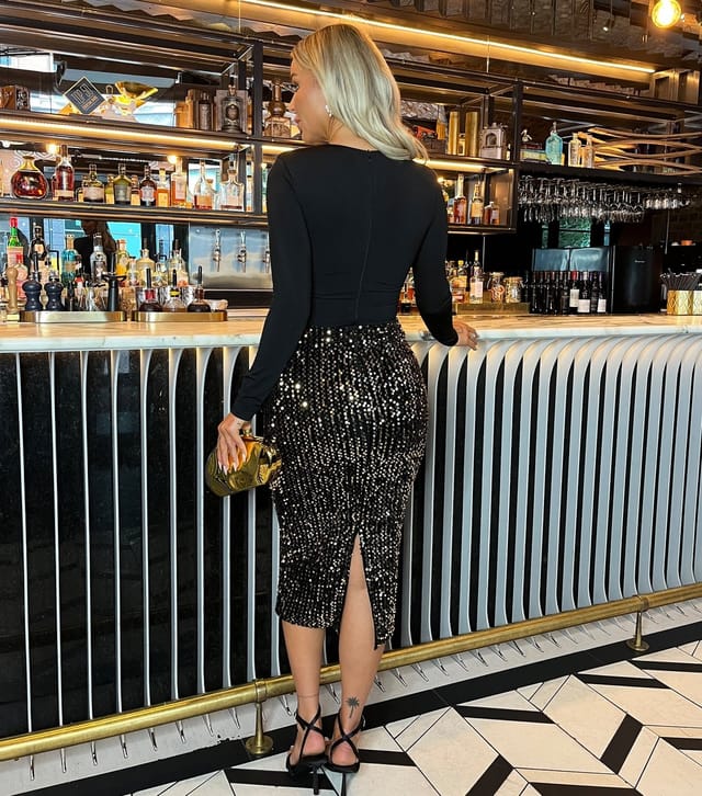 AX Paris Women's Gold Sequin Skirt 2 In 1 Midi Dress AX Paris New Look - 3