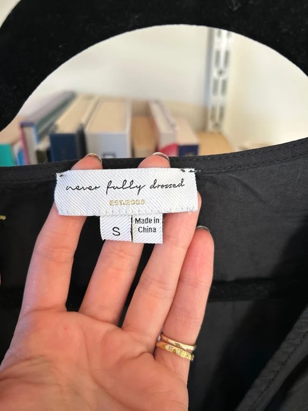 Never Fully Dressed Little black wrap dress with strawberry embroidery - 1