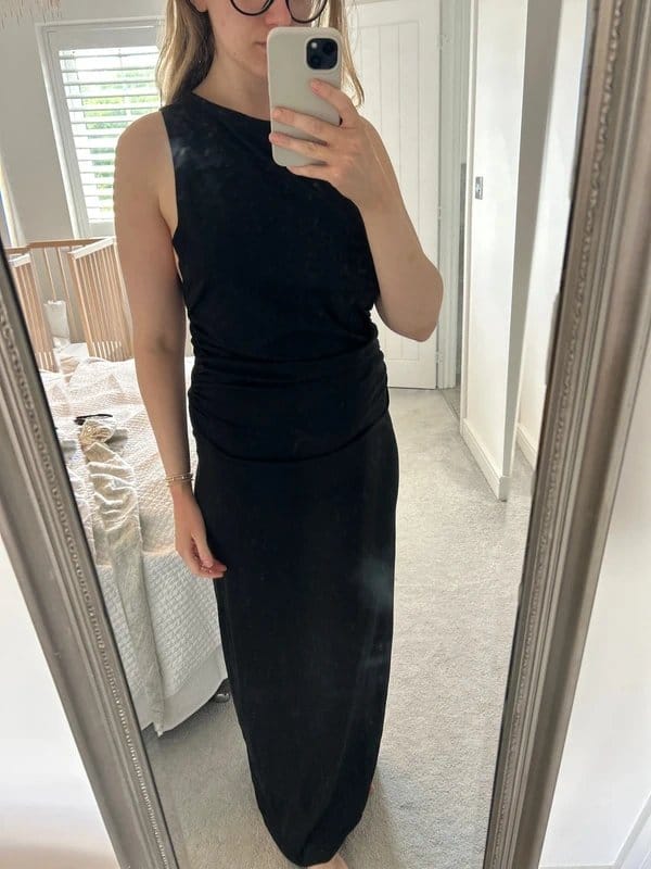 ASOS Black Maxi Dress with Ruched Sides