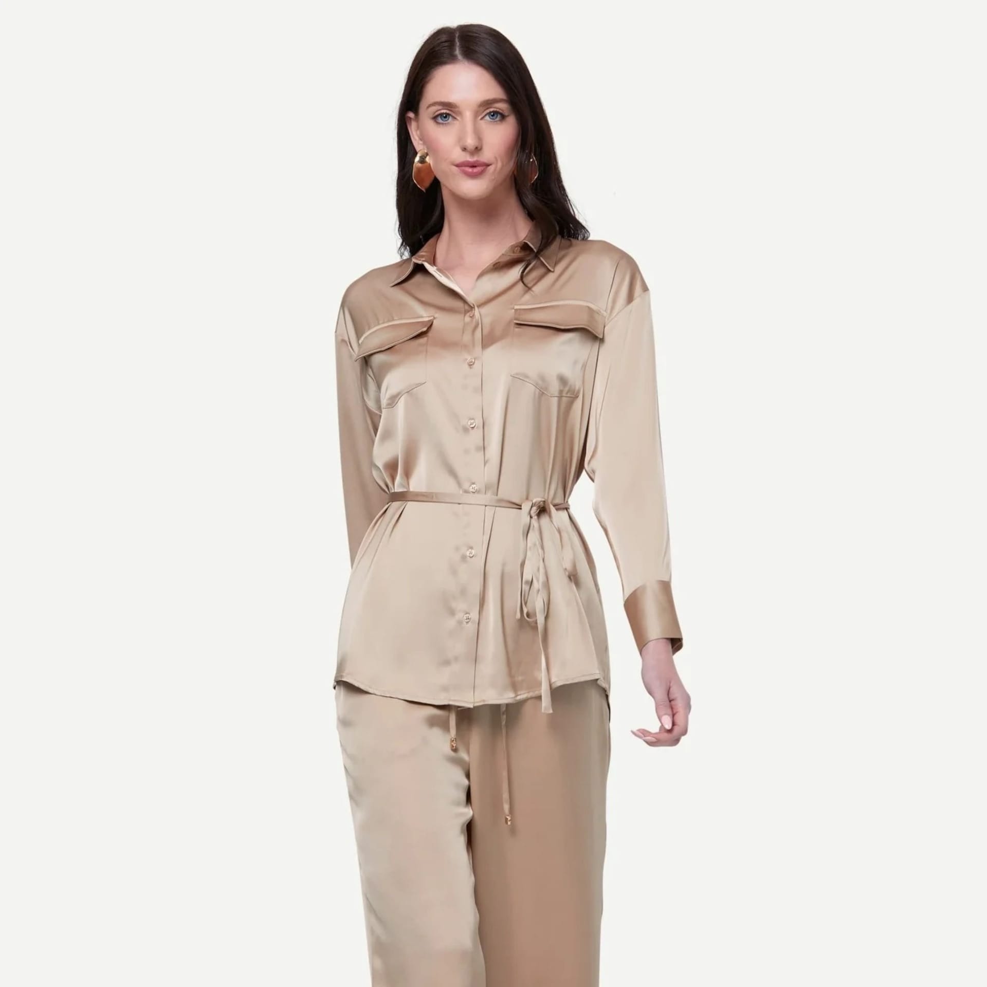 Zafur official Zafur official Women's Barron Blouse in Gilded Beige - 4