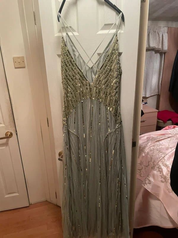ASOS Design Green sequin evening dress
