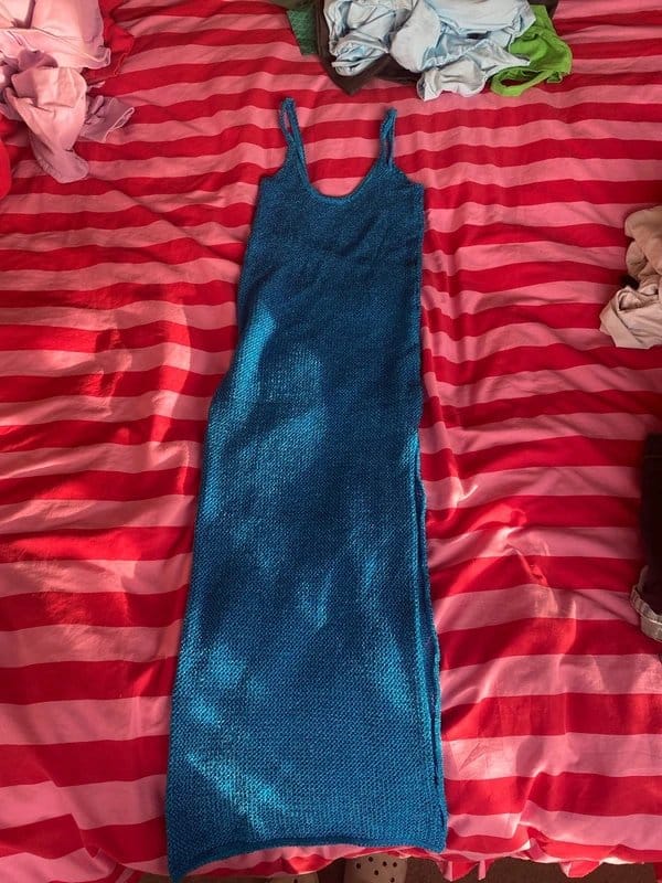 Bershka Blue Sparkly Knit Midi Dress