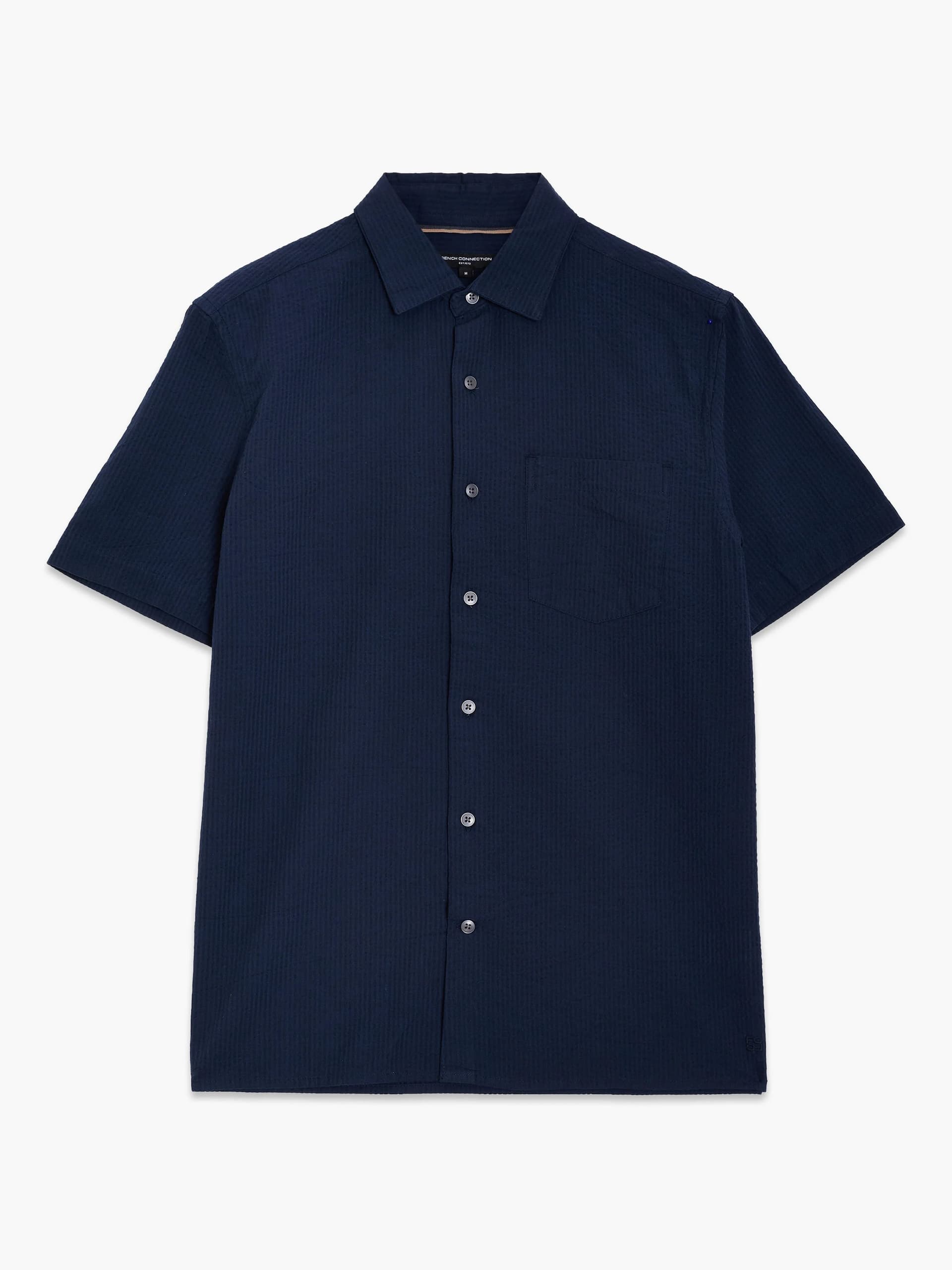 French Connection Short Sleeve Seersucker Shirt Navy