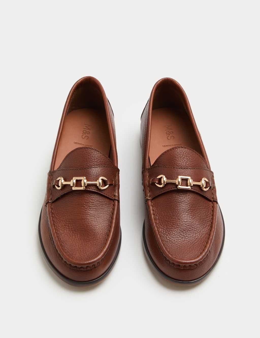 Marks & Spencer M&S Tan Leather Trim Block Heel Loafers