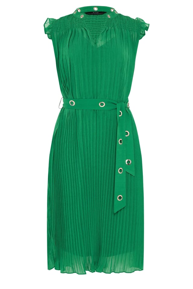 Star by Julien Macdonald Star by Julien Macdonald Women's Pleated Eyelet Midi Dress in Bright Green - 2