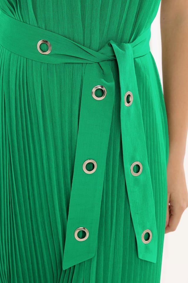 Star by Julien Macdonald Star by Julien Macdonald Women's Pleated Eyelet Midi Dress in Bright Green - 3