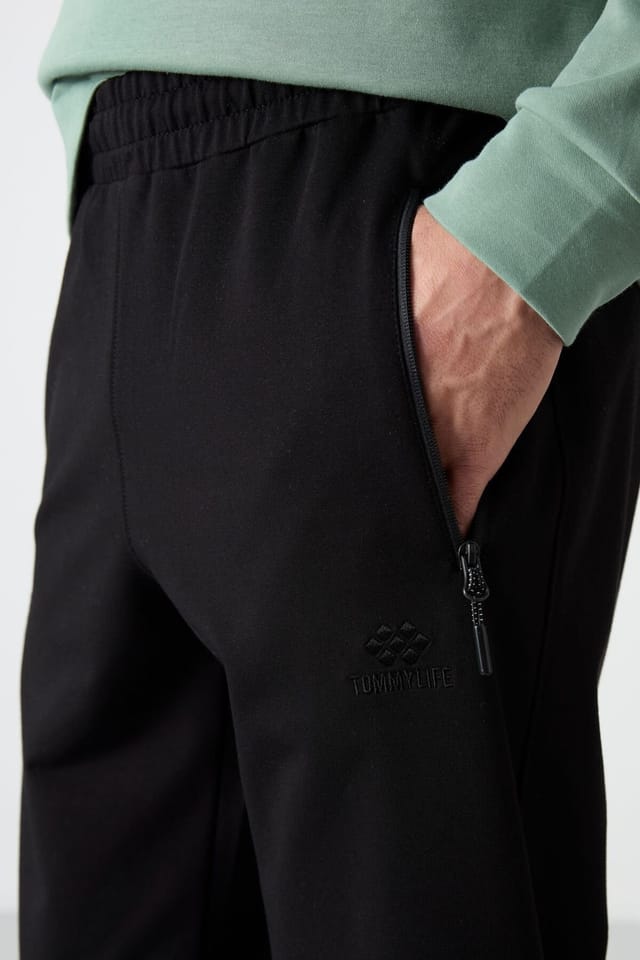 Tommy Life Tommy Life Men's Solid Pull-on Sweatpants With Zip Pocket in Black - 3