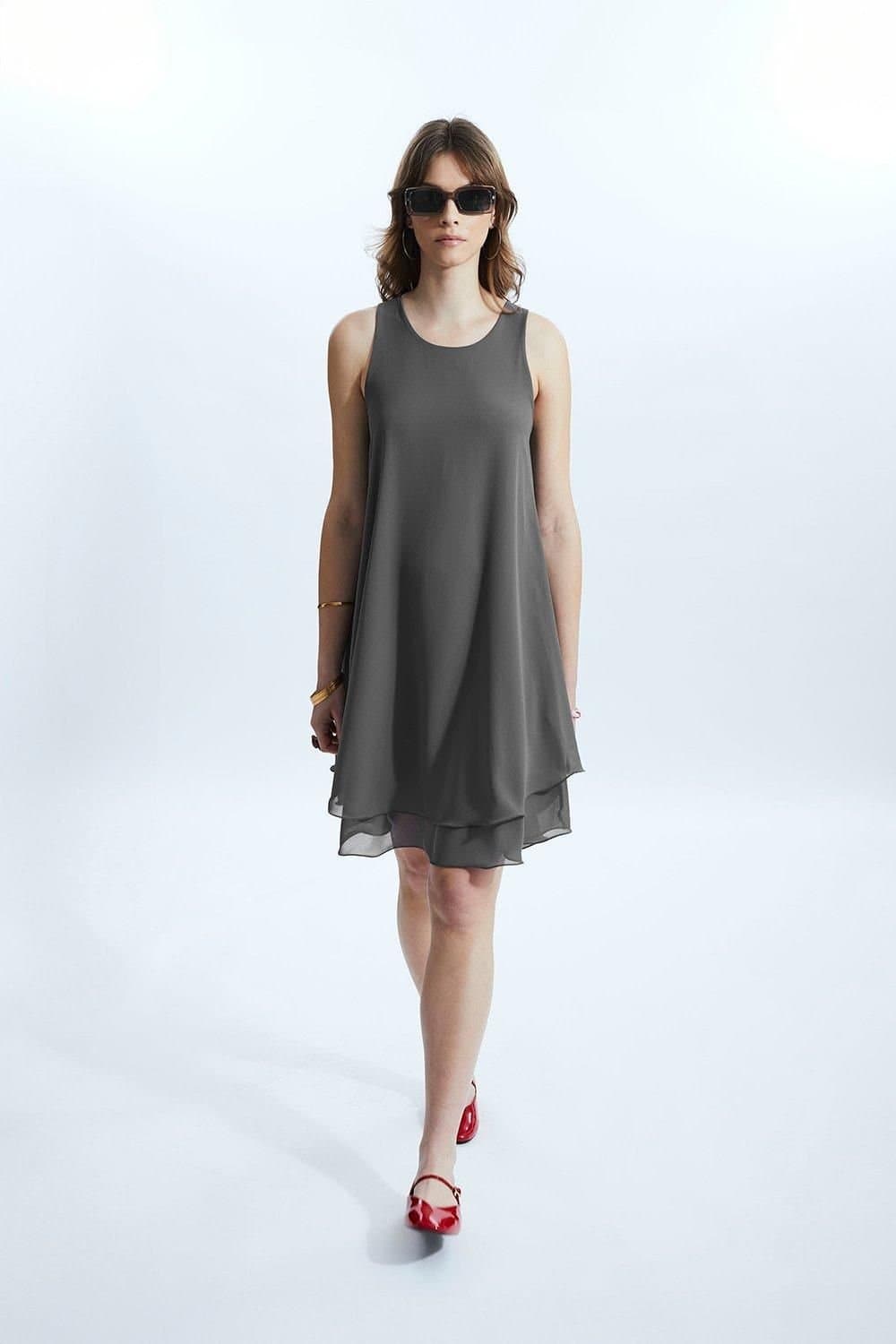 James Lakeland James Lakeland Charcoal Sleeveless Wave Hem Dress