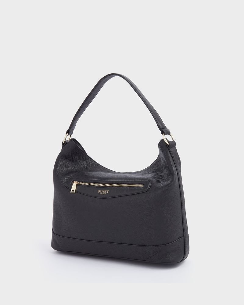 OSPREY LONDON OSPREY LONDON Women's The Hendrix Leather Large Hobo Bag in Black - 2