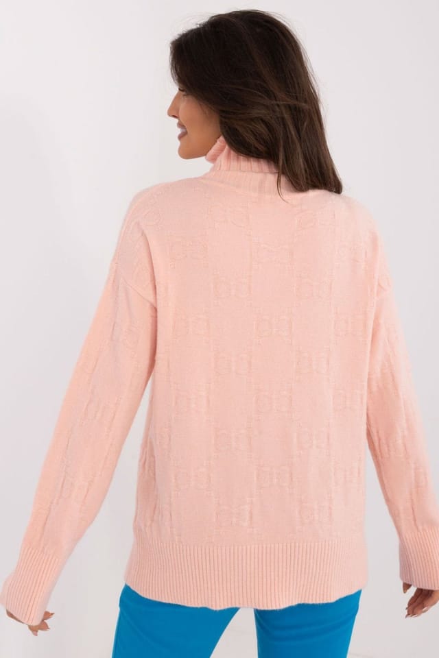 Love Lace Love Lace Women's Textured Acrylic Blend Turtleneck Sweater Style 199435 in Pink - 3