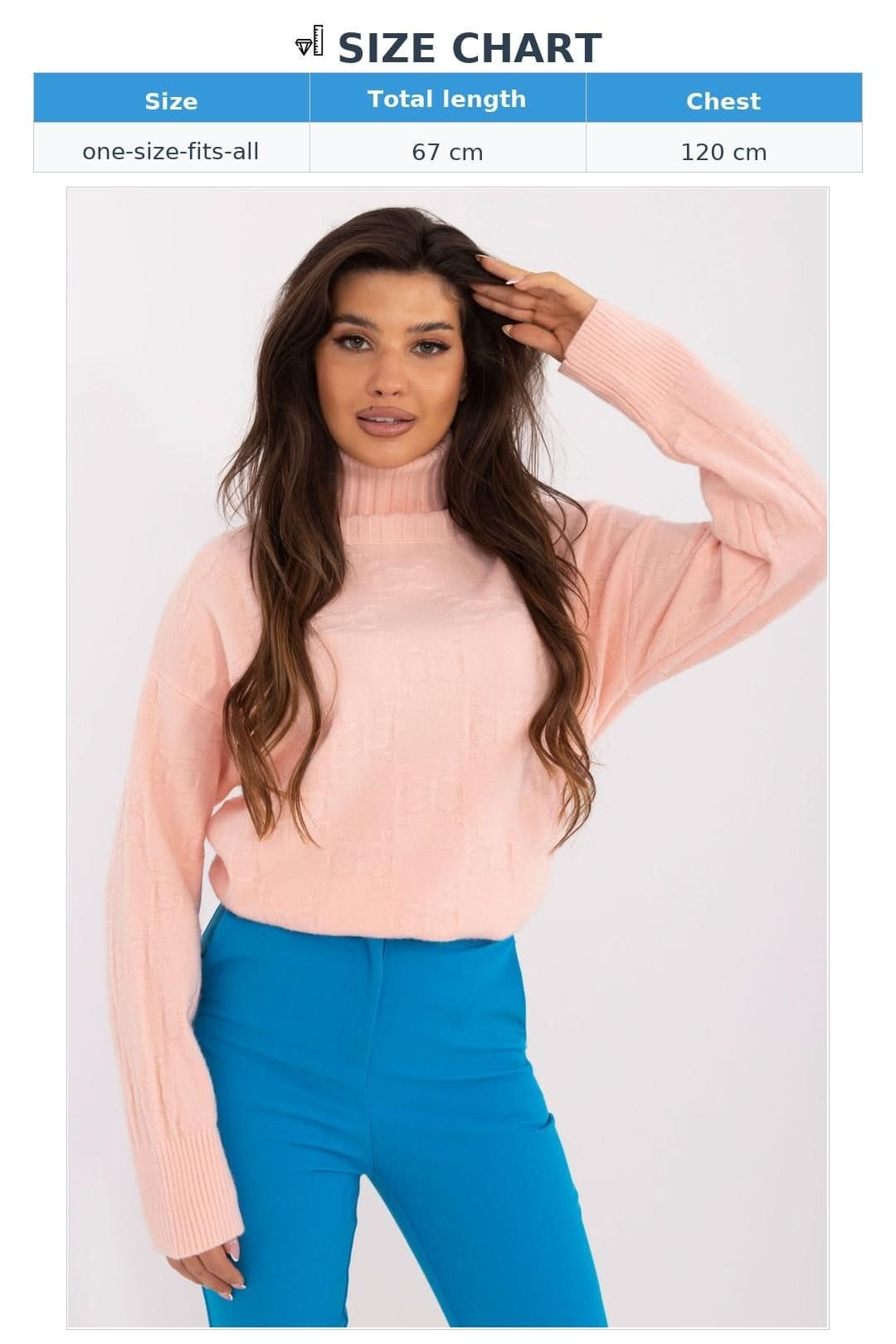 Love Lace Love Lace Women's Textured Acrylic Blend Turtleneck Sweater Style 199435 in Pink - 4