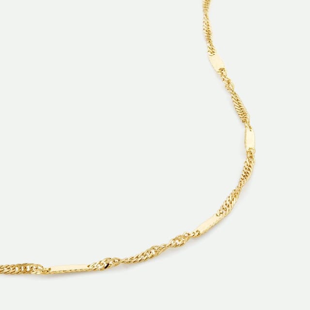 The Fine Collective The Fine Collective Women's 9ct Yellow Gold Singapore Bar Chain Necklace 18 inch - 2
