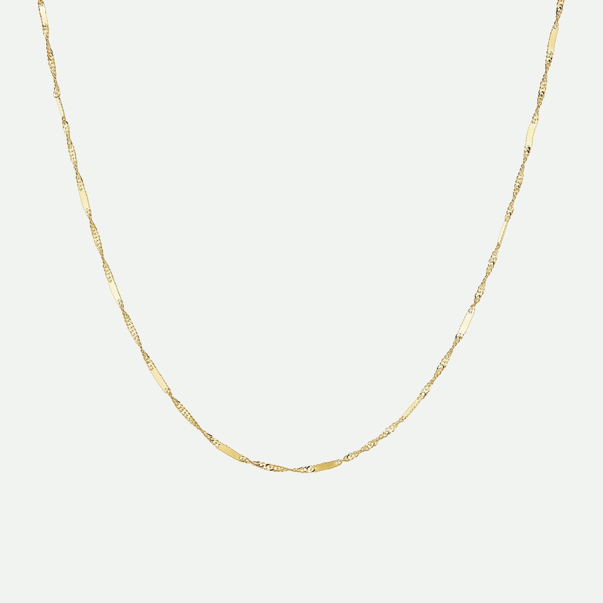 The Fine Collective The Fine Collective Women's 9ct Yellow Gold Singapore Bar Chain Necklace 18 inch - 4