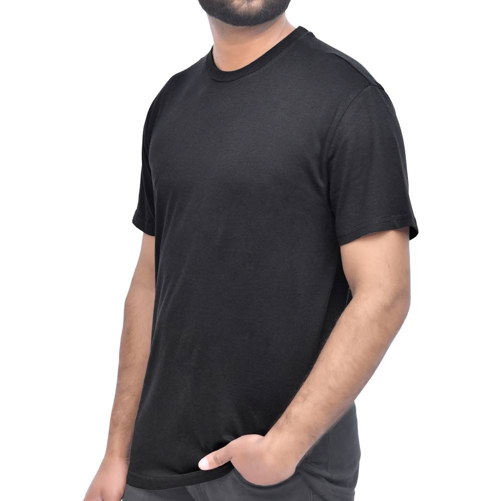 Smart Living Smart Living Men's Mens 100% Cotton Crew Neck Short Sleeve T-Shirt Casual Plain Tee in Black - 3