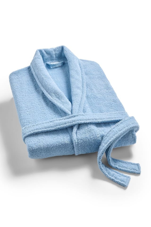Christy CHRISTY Women's 'Serene' Soft Combed Cotton Bath Robe in Blue - 2