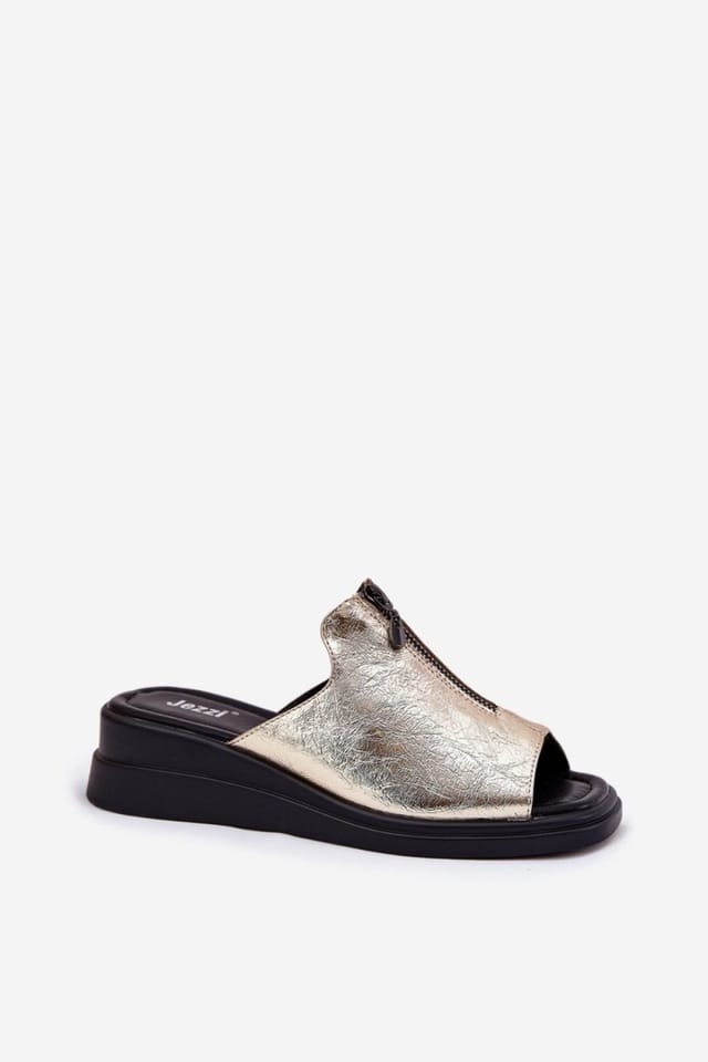 Love Lace Love Lace Women's Wedge Sandals with Decorative Zipper Strap Summer in Gold - 2