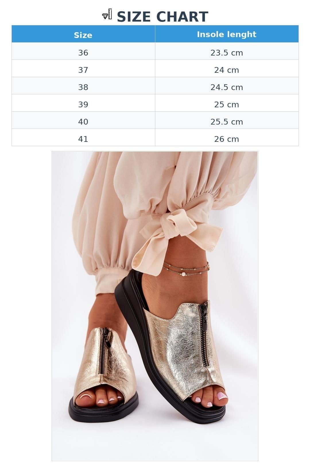 Love Lace Love Lace Women's Wedge Sandals with Decorative Zipper Strap Summer in Gold - 4