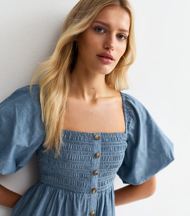New Look Women's Light Blue Chambray Milkmaid Midi Dress New Look - 3