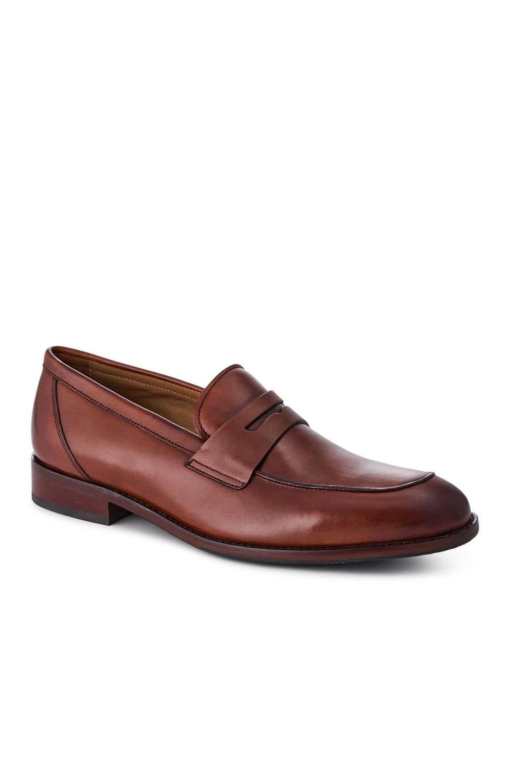Jones Bootmaker Jones Bootmaker Men's Russell Leather Penny Loafers in Light Brown