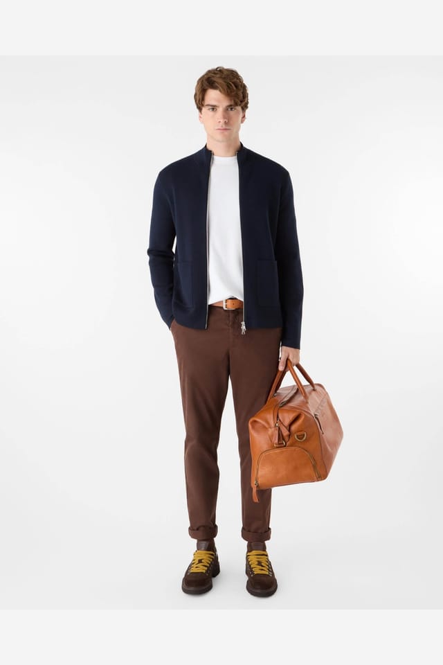 Oliver Sweeney Oliver Sweeney Men's Long Sleeve Full Zip Half Zip Collared Jumper in Indigo - 2