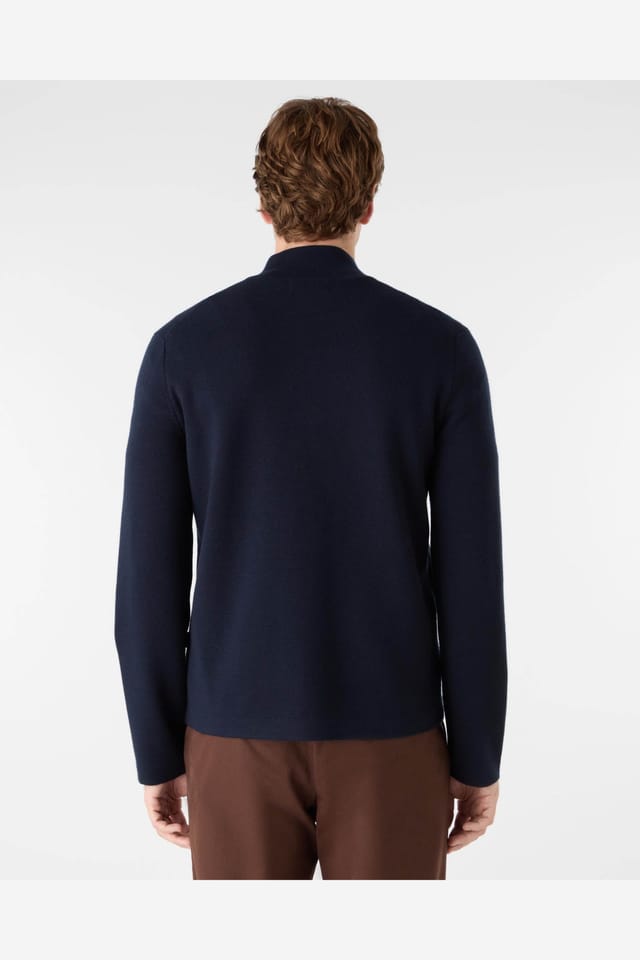 Oliver Sweeney Oliver Sweeney Men's Long Sleeve Full Zip Half Zip Collared Jumper in Indigo - 3