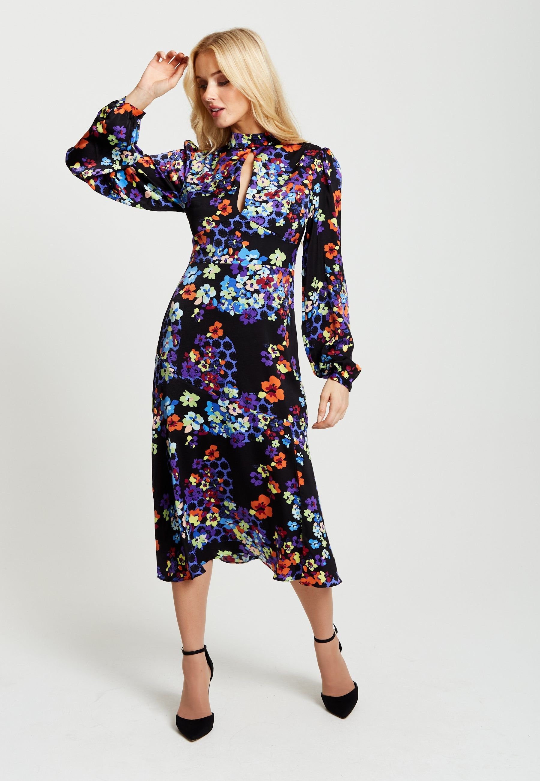 Liquorish Liquorish Women's Speckle Floral Print Midi Dress - 2