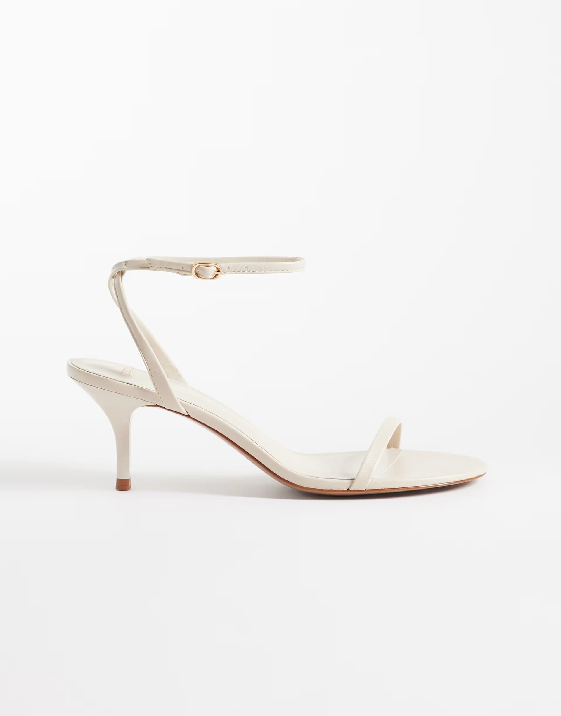 ASOS Mango minimal ankle tie heeled sandal in white