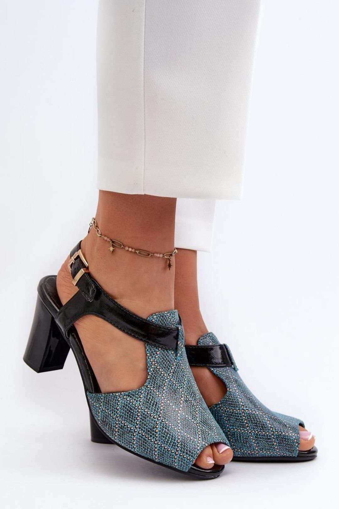 Love Lace Love Lace Blue Textured Post Sandals with Adjustable Buckle
