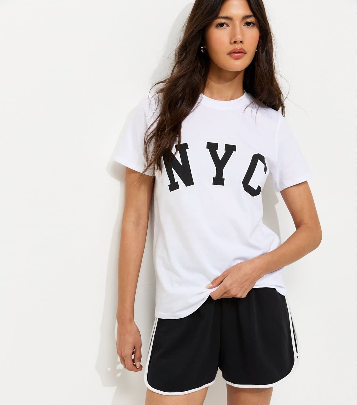 New Look New Look White NYC Regular Cotton T-Shirt
