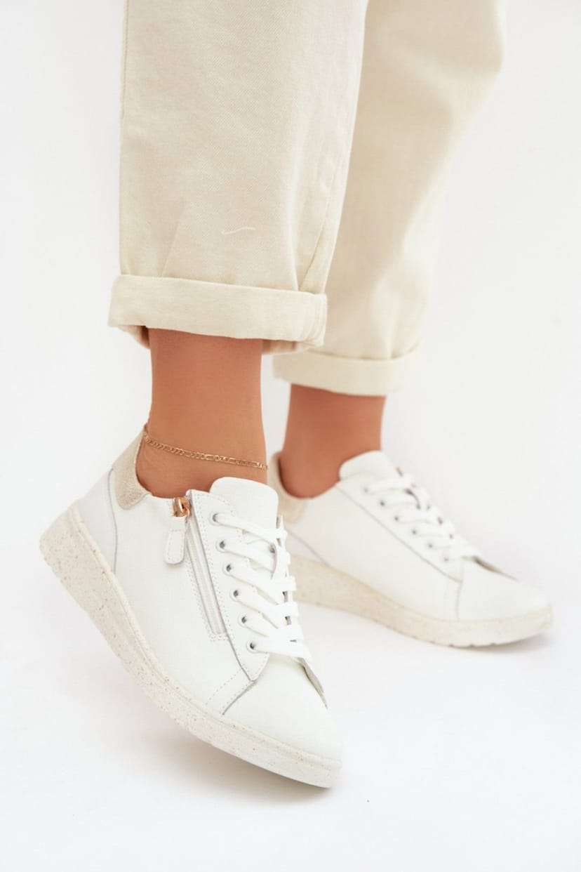 Love Lace Love Lace Women's Natural Comfort Shoes with Side Zipper for Everyday in White - 1