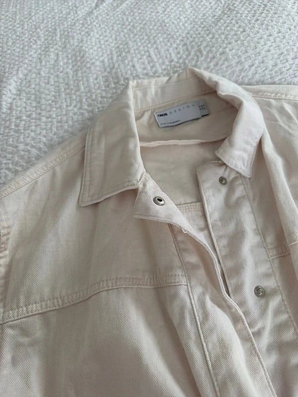 ASOS Design ASOS denim cream jacket size 14 - 1
