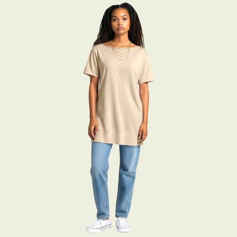 Jucca Jucca Natural Beige Loose Fit Tunic Shift Dress UK 8 US 4 EU 36