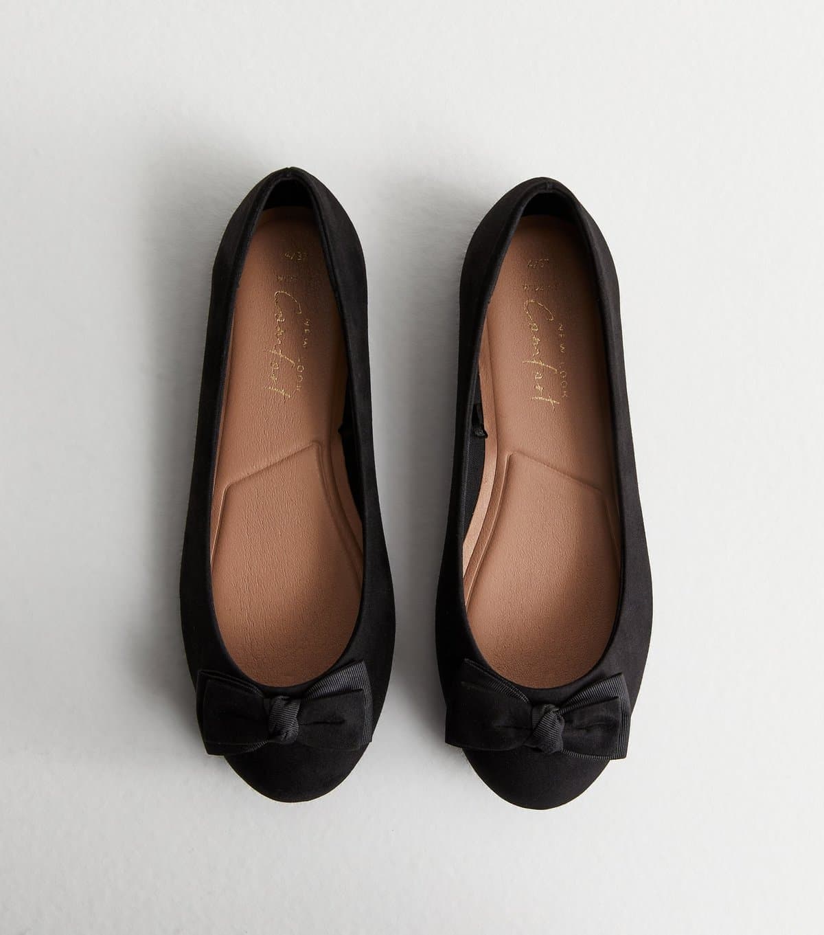 New Look Women's Wide Fit Black Suedette Bow Front Ballerina Pumps New Look