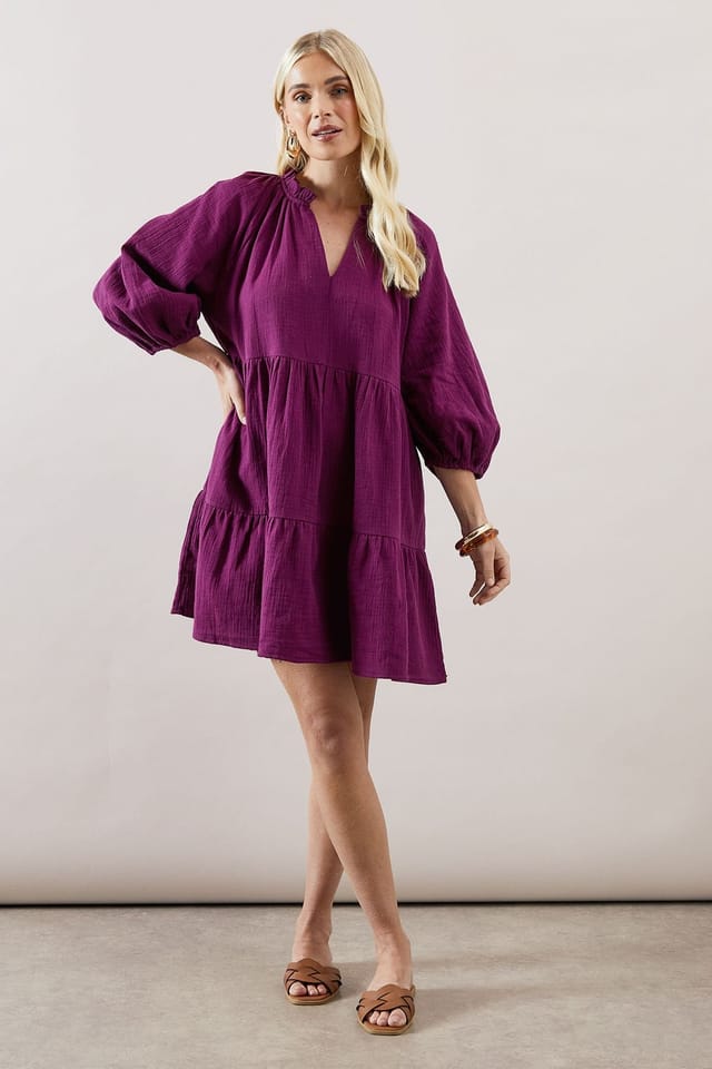 Wallis Wallis Women's Petite Summer Smock Dress in Plum - 2
