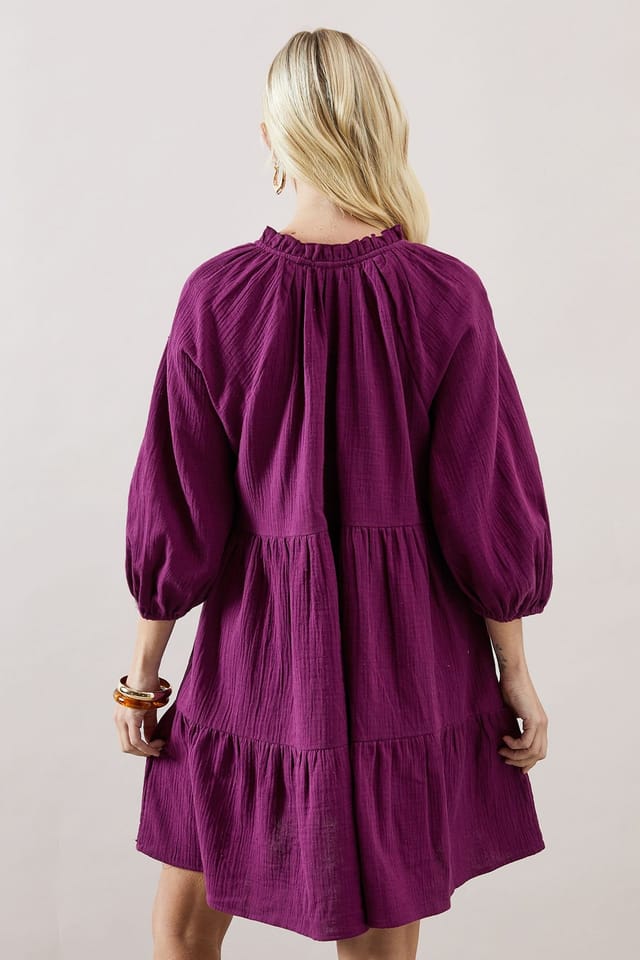 Wallis Wallis Women's Petite Summer Smock Dress in Plum - 3