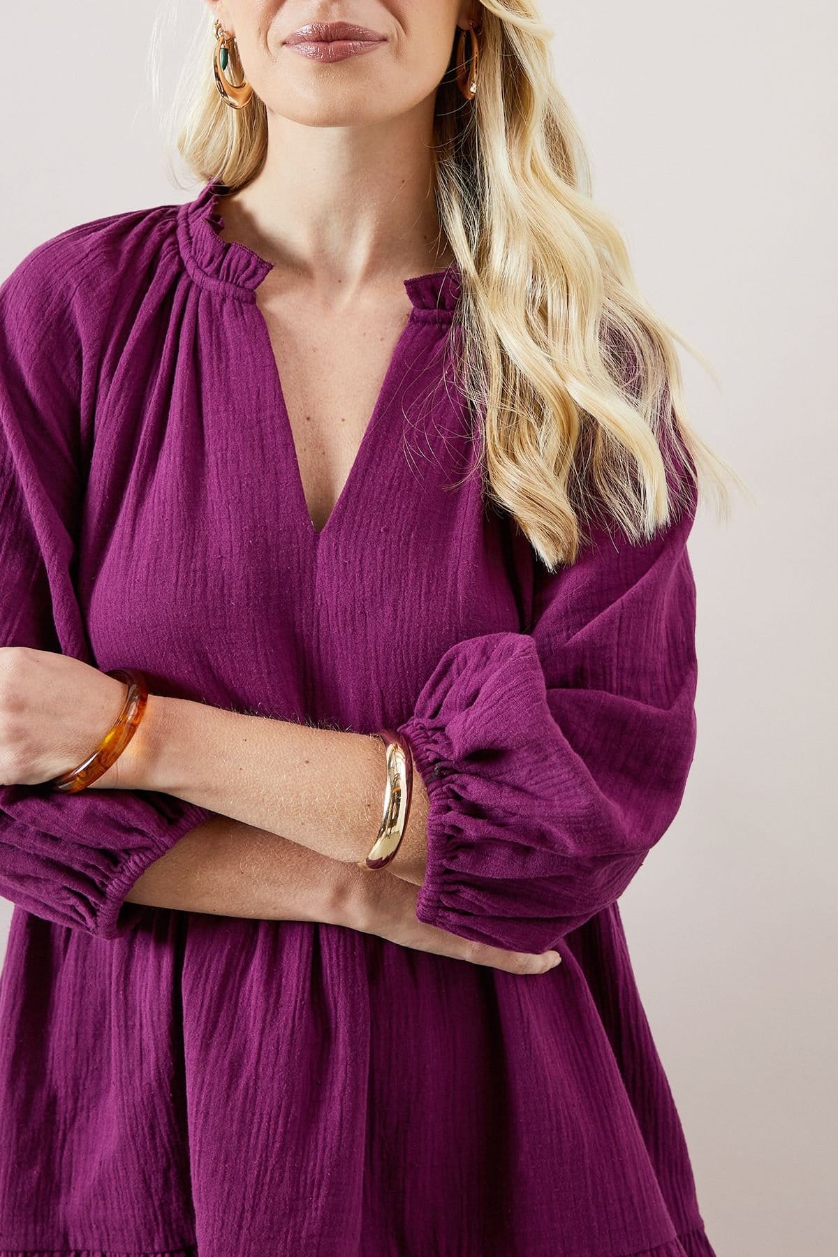 Wallis Wallis Women's Petite Summer Smock Dress in Plum - 4