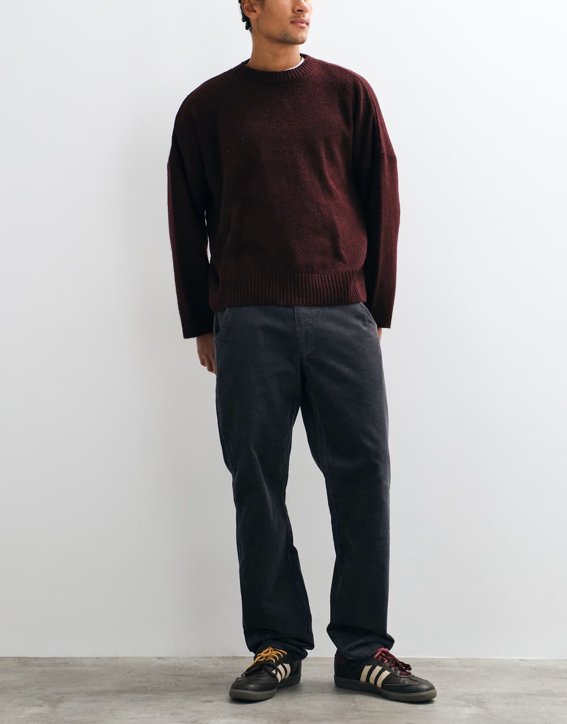 ASOS ONLY & SONS Edge straight fit cord trouser in charcoal