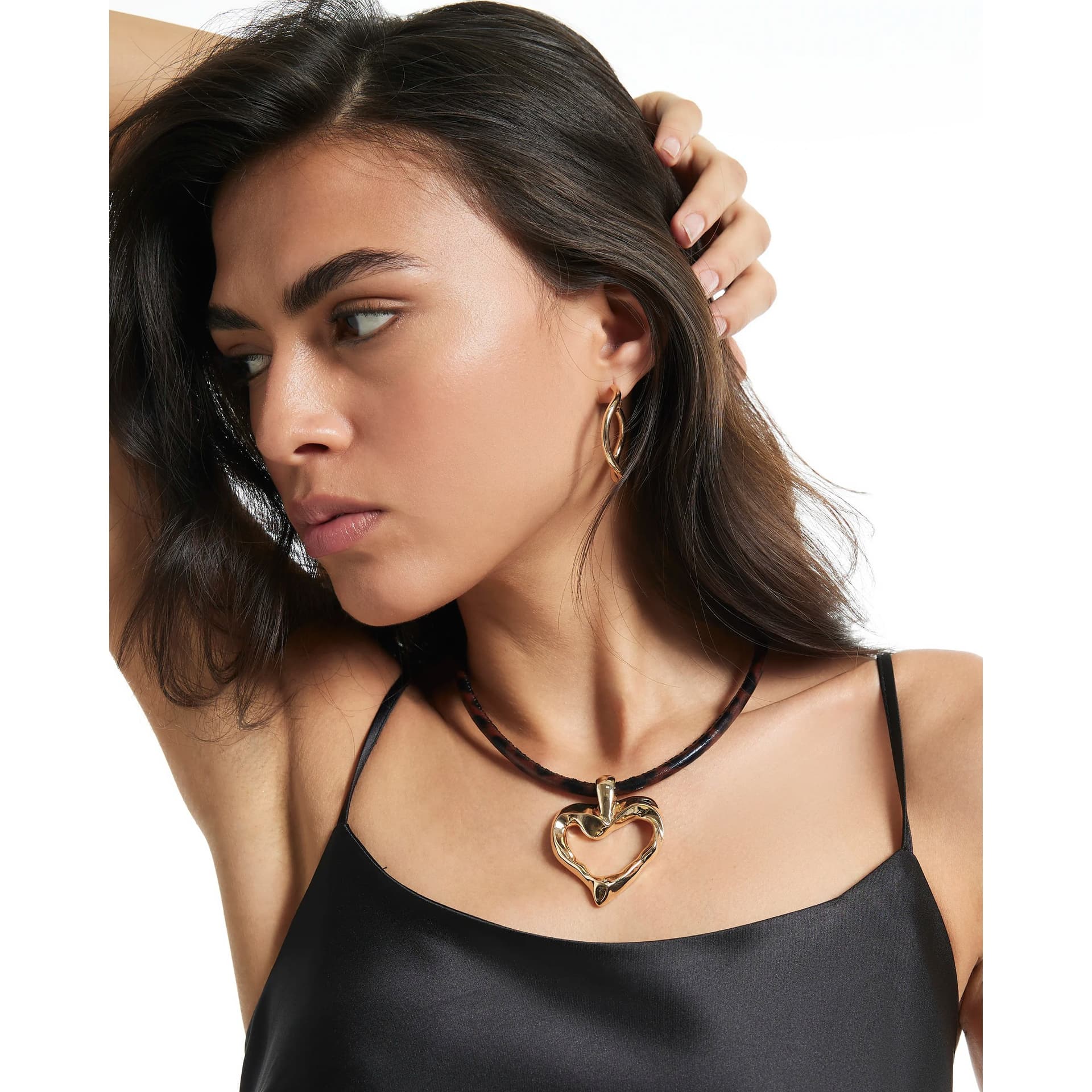 River Island River Island Womens Gold Open Heart Cord Necklace