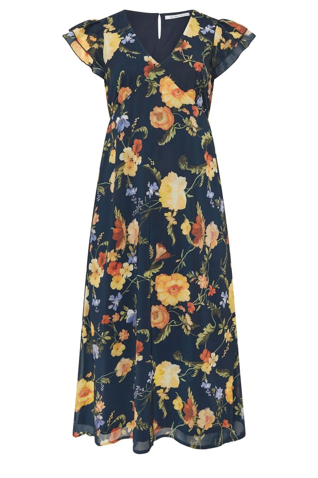 Yours Yours Women's Floral Maxi Dress in Dark Navy - 2
