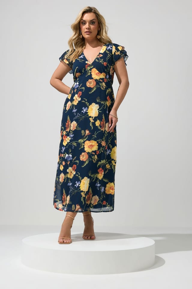 Yours Yours Women's Floral Maxi Dress in Dark Navy - 3