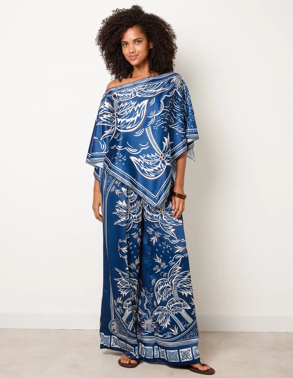 Blue Vanilla Scarf Print Trouser Set