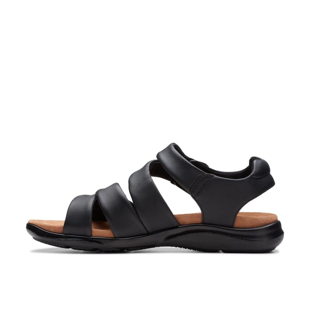 Clarks Clarks Women's Kitly Ave Black Leather Flat Sandals - 2
