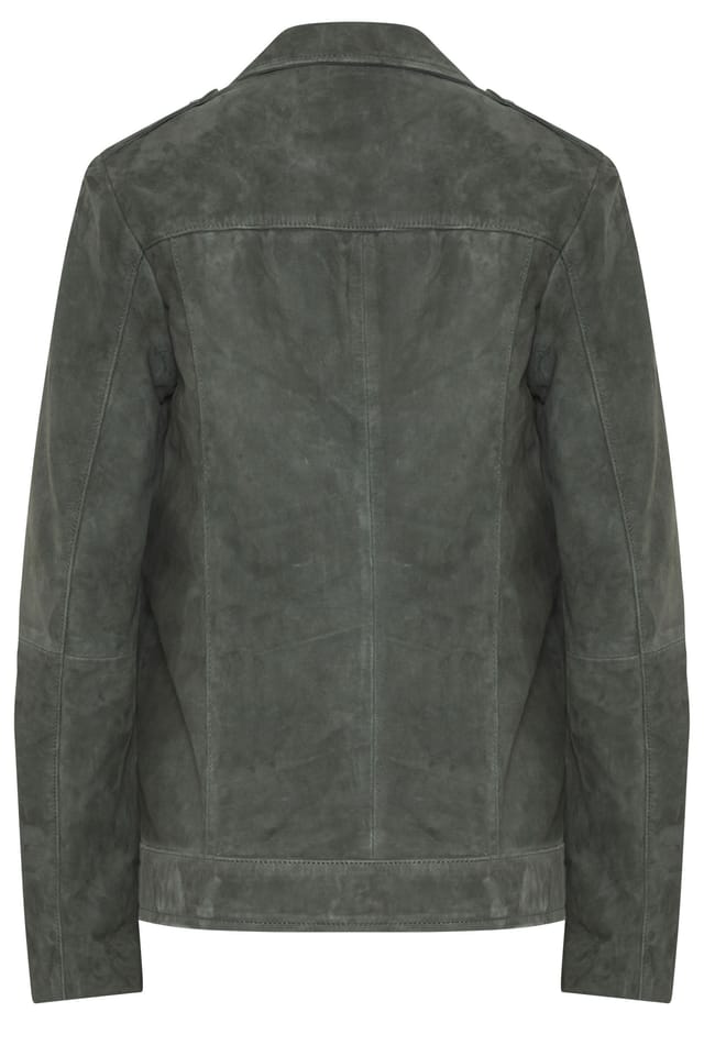 Long Tall Sally Long Tall Sally Women's Tall Suede Biker Jacket in Grey - 3