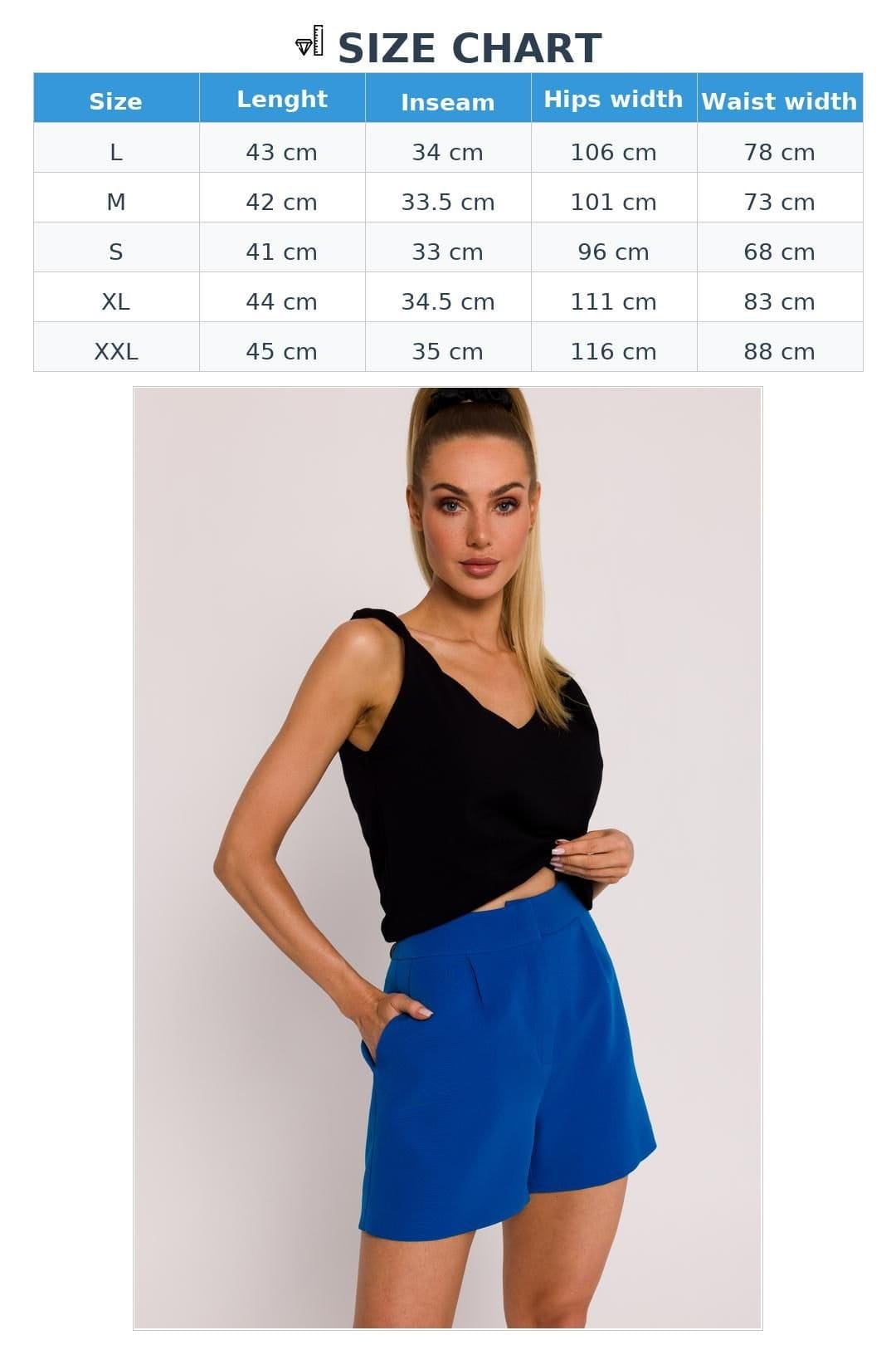 Love Lace Love Lace Women's Polish Tailored Padded Summer Shorts Style 193619 in Blue - 4