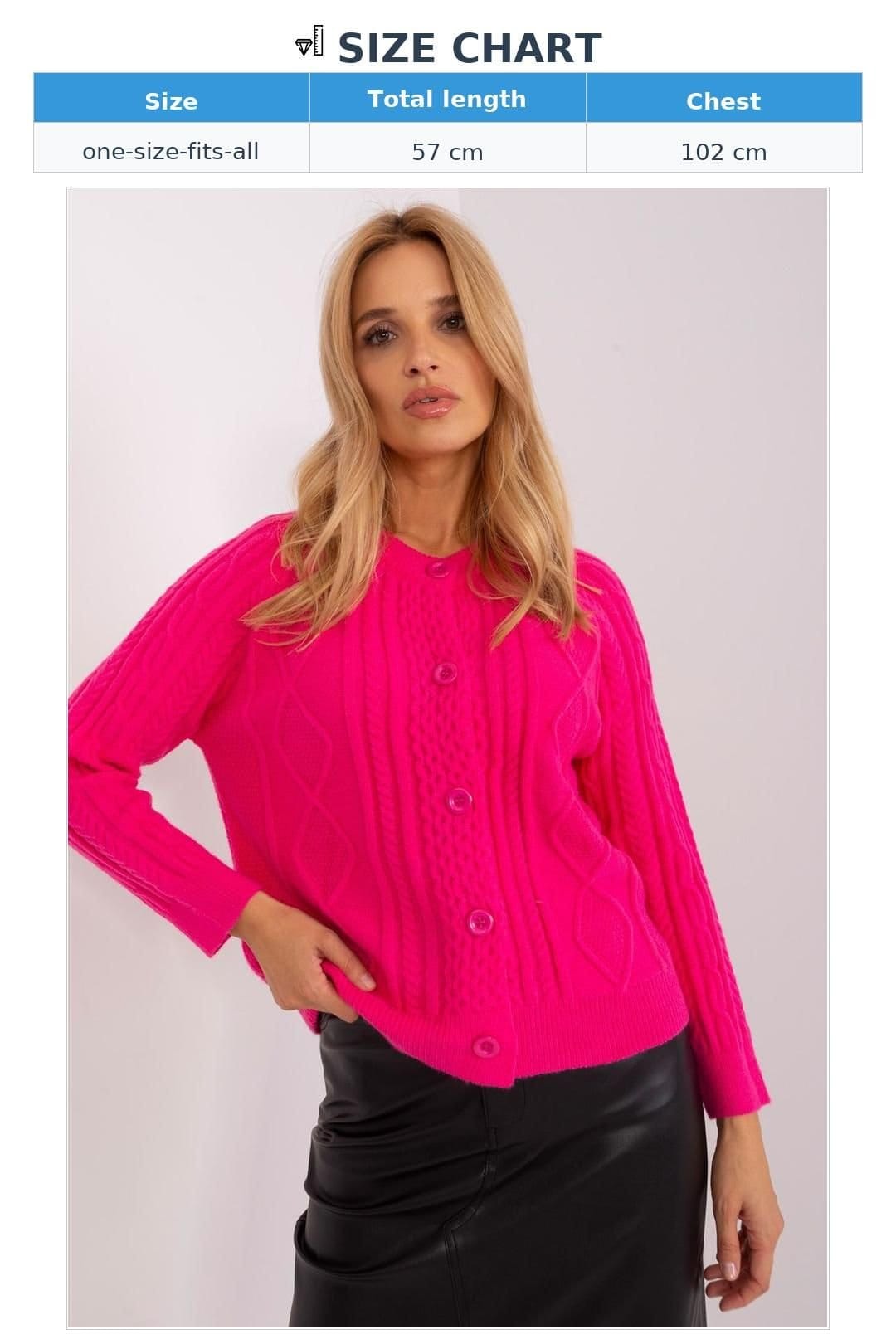 Love Lace Love Lace Women's Button Front Variegated Round Neck Cardigan in Pink - 4