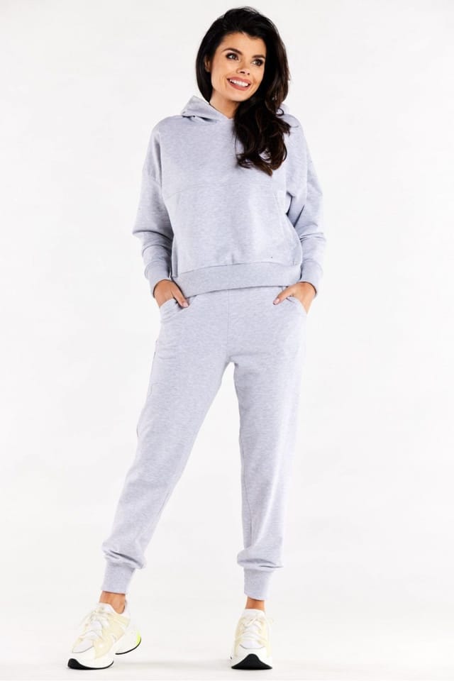 Love Lace Love Lace Women's Loose Hooded Sweatshirt Pocket in Grey - 2