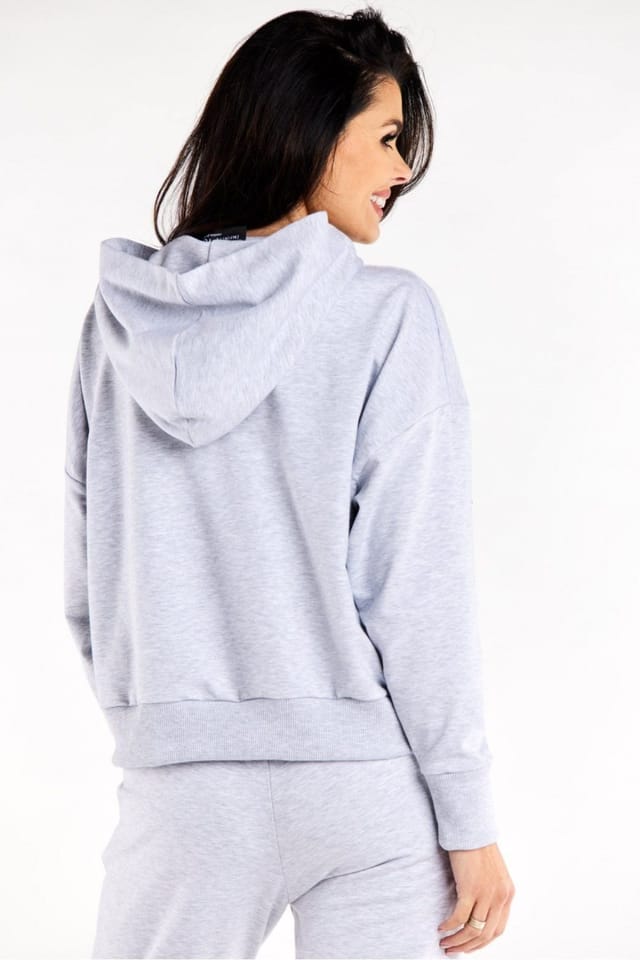 Love Lace Love Lace Women's Loose Hooded Sweatshirt Pocket in Grey - 3